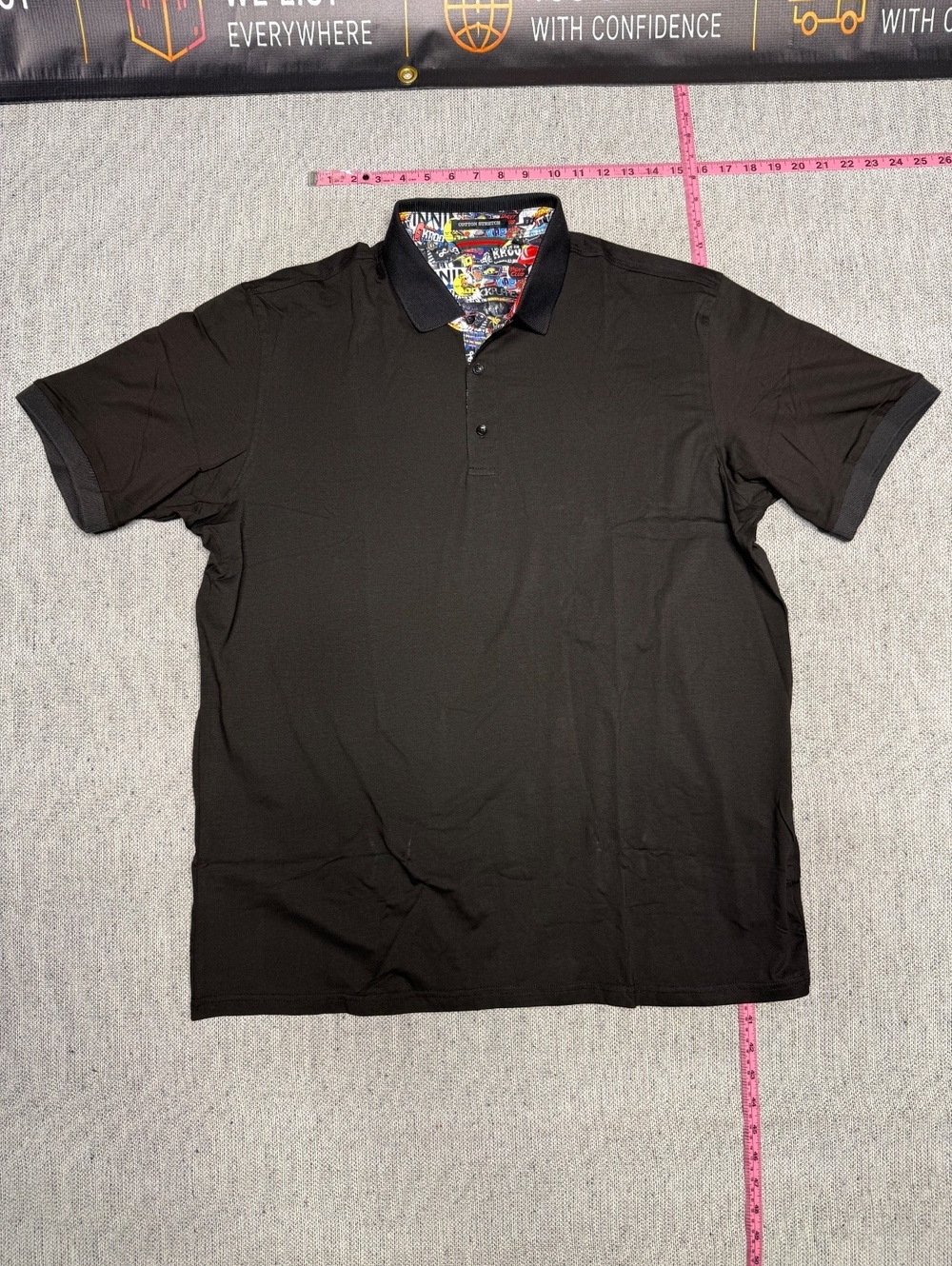 Alex Vando Men's Black Cotton Stretch Polo Shirt XL
